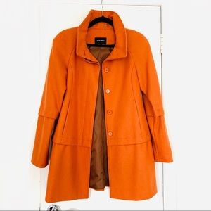 Nine West Orange Wool Coat with Shoulder Pads